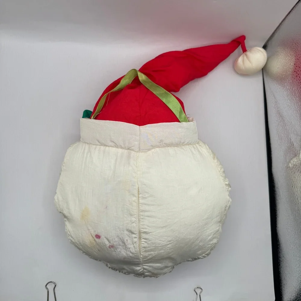 Santa Claus Head Pillow Door Hangar White Red Vintage Christmas Decor
